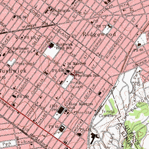 Topographic Map of Public School 151, NY