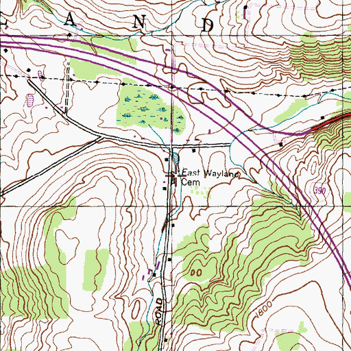 Topographic Map of East Wayland Cemetery, NY