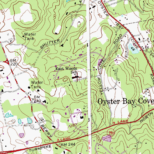 Topographic Map of East Woods School, NY