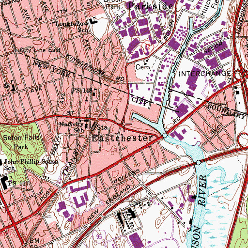 Topographic Map of Eastchester, NY
