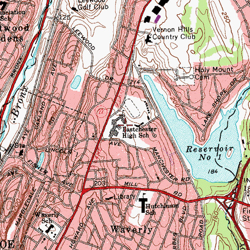 Topographic Map of Eastchester High School, NY