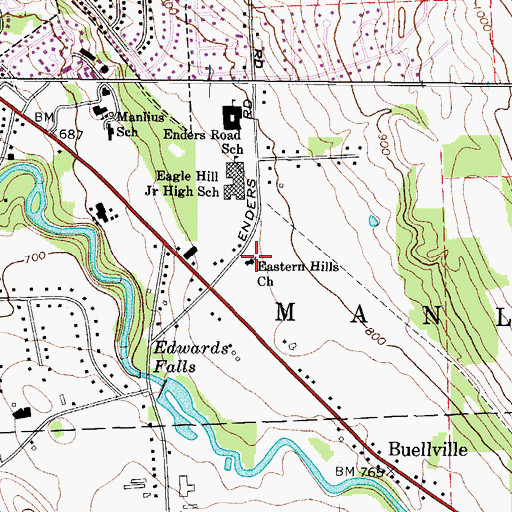 Topographic Map of Eastern Hills Bible Church, NY