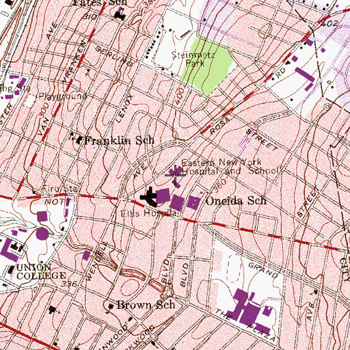 Topographic Map of Eastern New York Hospital and School (historical), NY