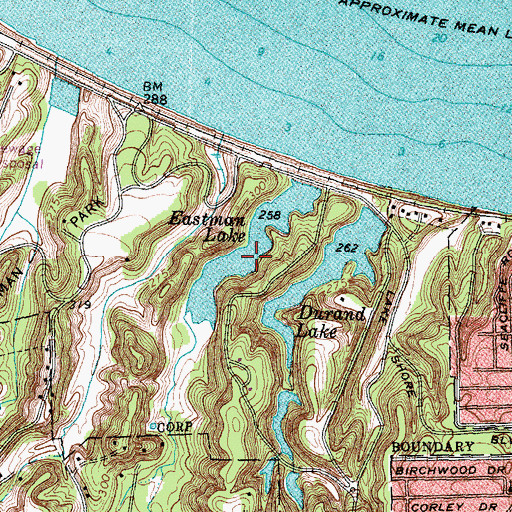 Topographic Map of Eastman Lake, NY