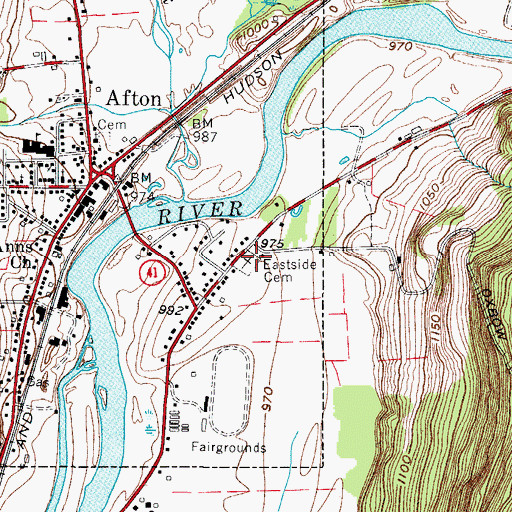 Topographic Map of Eastside Cemetery, NY