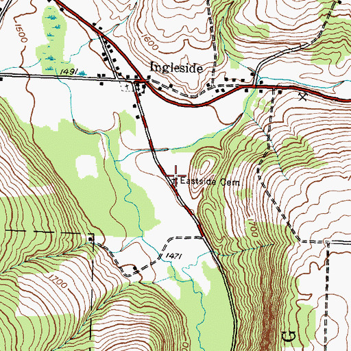 Topographic Map of Ingleside New Cemetery, NY