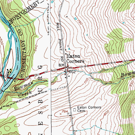 Topographic Map of Eaton Corners, NY