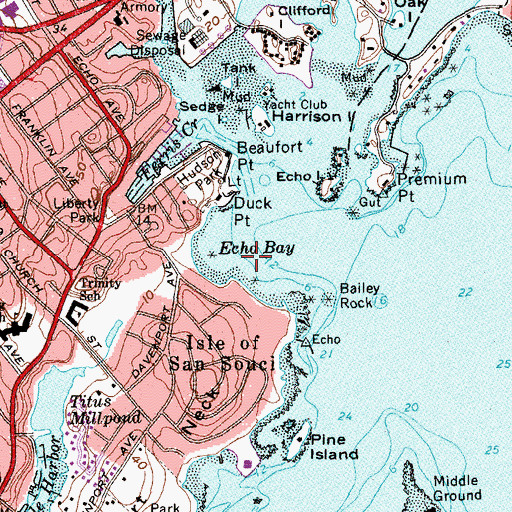 Topographic Map of Echo Bay, NY