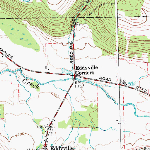 Topographic Map of Eddyville Corners, NY