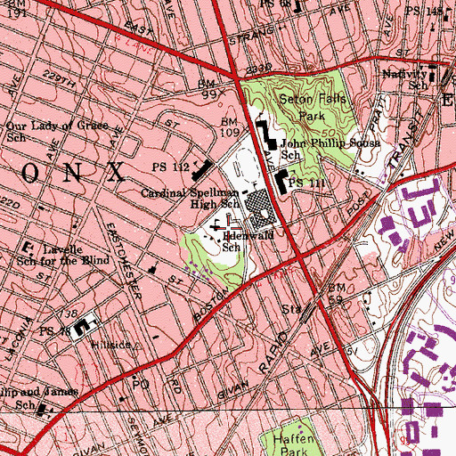 Topographic Map of Edenwald School, NY