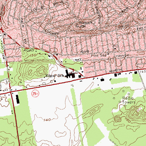 Topographic Map of Joseph A Edgar Intermediate School, NY
