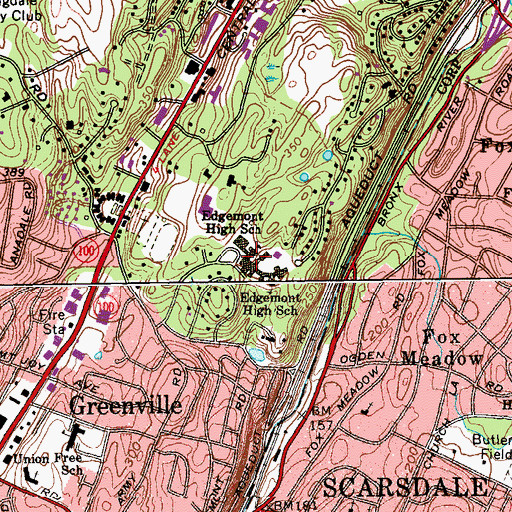 Topographic Map of Edgemont High School, NY