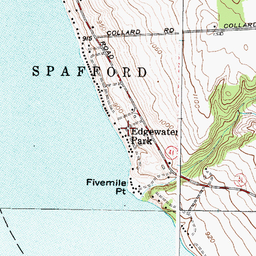Topographic Map of Edgewater Park, NY