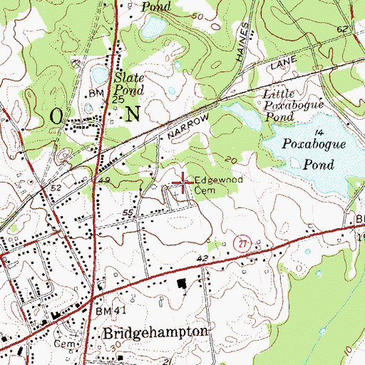 Topographic Map of Edgewood Cemetery, NY