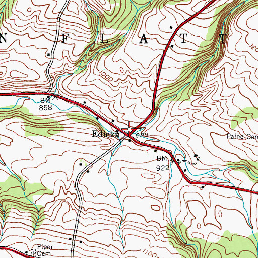 Topographic Map of Edicks, NY