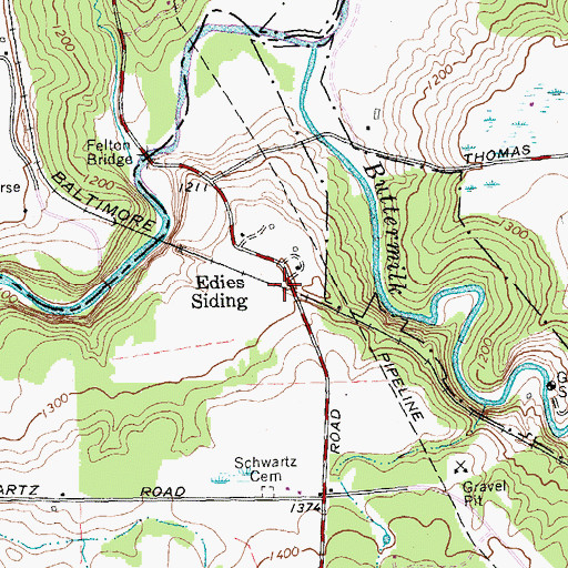 Topographic Map of Edies Siding, NY