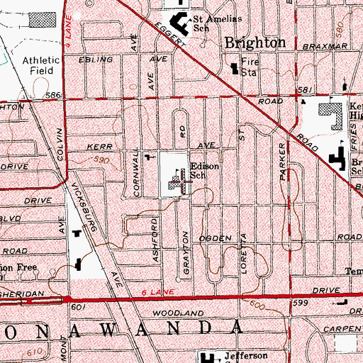 Topographic Map of Thomas A Edison Elementary School, NY