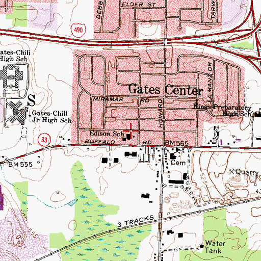 Topographic Map of Edison School, NY