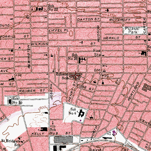 Topographic Map of Edison School, NY