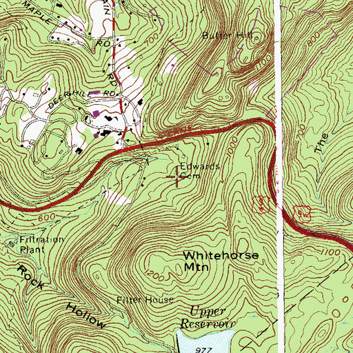 Topographic Map of Edwards Cemetery, NY