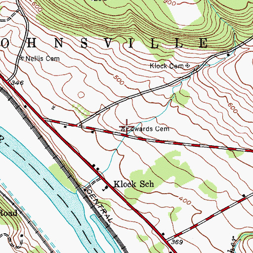 Topographic Map of Edwards Cemetery, NY