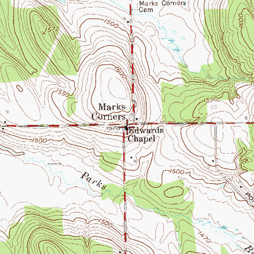 Topographic Map of Edwards Chapel, NY