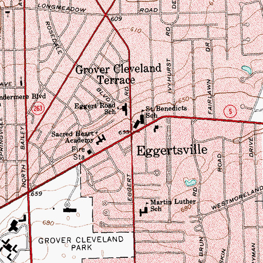 Topographic Map of Eggertsville, NY