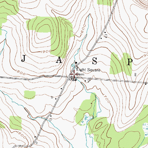 Topographic Map of Eight Square Cemetery, NY