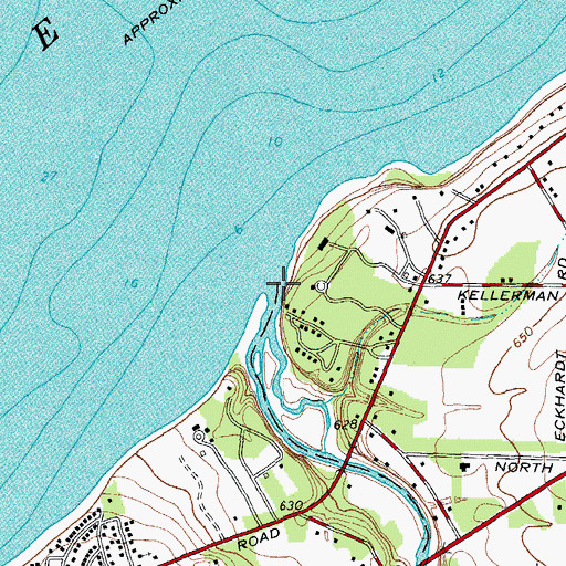 Topographic Map of Eighteenmile Creek, NY