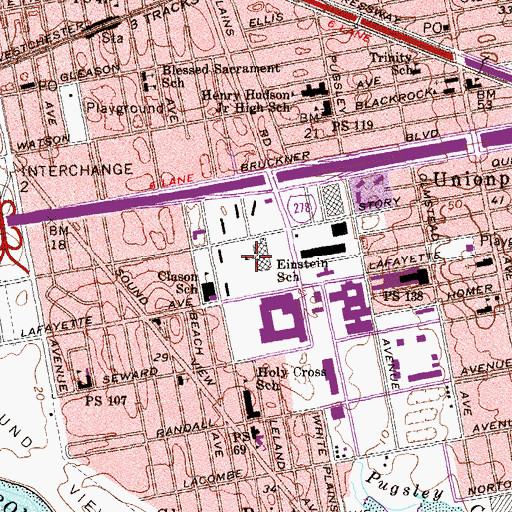 Topographic Map of Intermediate School 131, NY