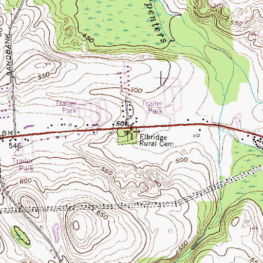 Topographic Map of Elbridge Rural Cemetery, NY