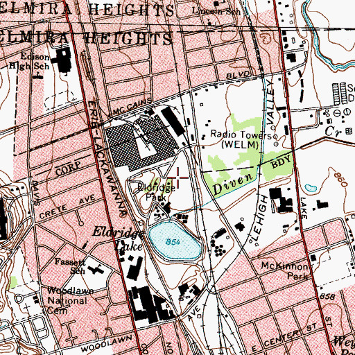 Topographic Map of Eldridge Park, NY
