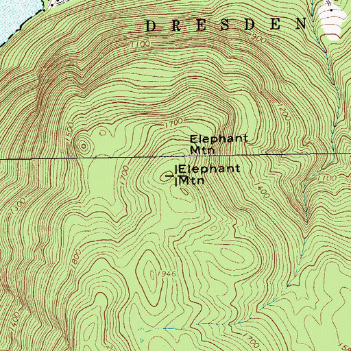 Topographic Map of Elephant Mountain, NY
