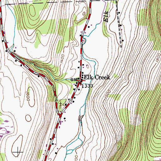 Topographic Map of Elk Creek, NY
