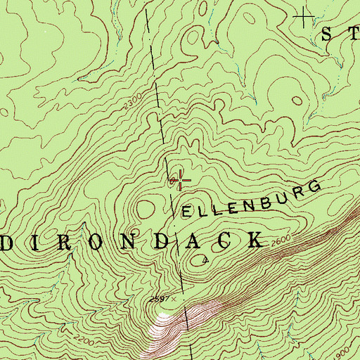 Topographic Map of Ellenburg Mountain, NY
