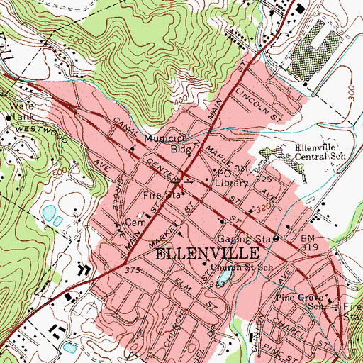 Topographic Map of Ellenville, NY