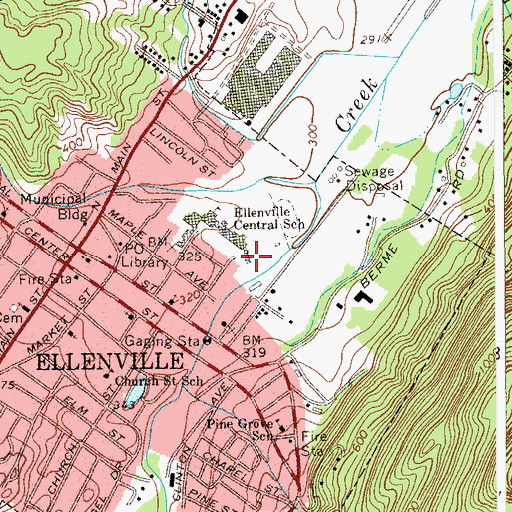 Topographic Map of Ellenville Elementary School, NY