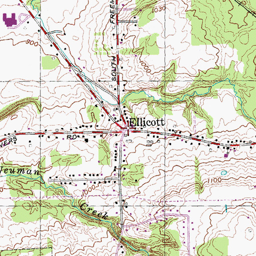 Topographic Map of Ellicott, NY