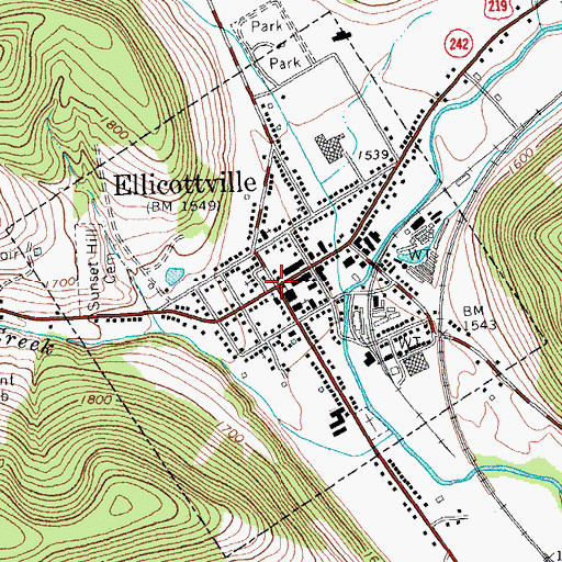 Topographic Map of Ellicottville, NY