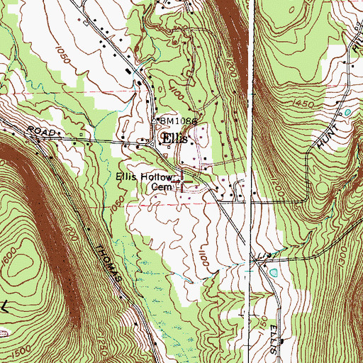 Topographic Map of Ellis Hollow Cemetery, NY