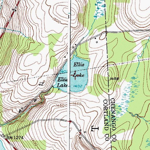 Topographic Map of Ellis Lake, NY