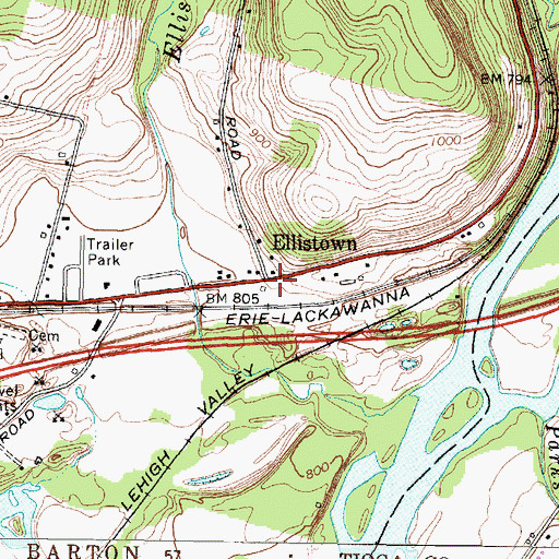 Topographic Map of Ellistown, NY