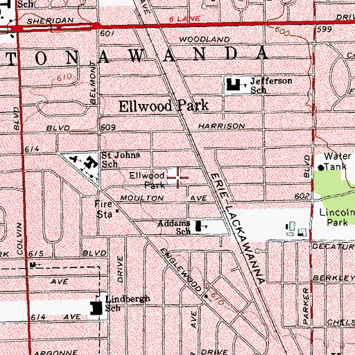 Topographic Map of Ellwood Park, NY