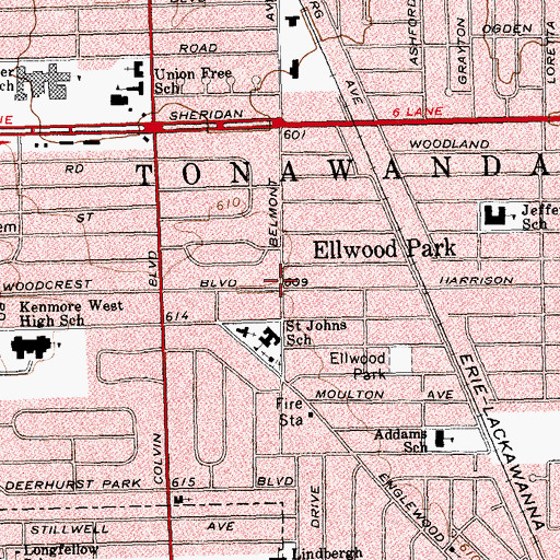 Topographic Map of Ellwood Park, NY
