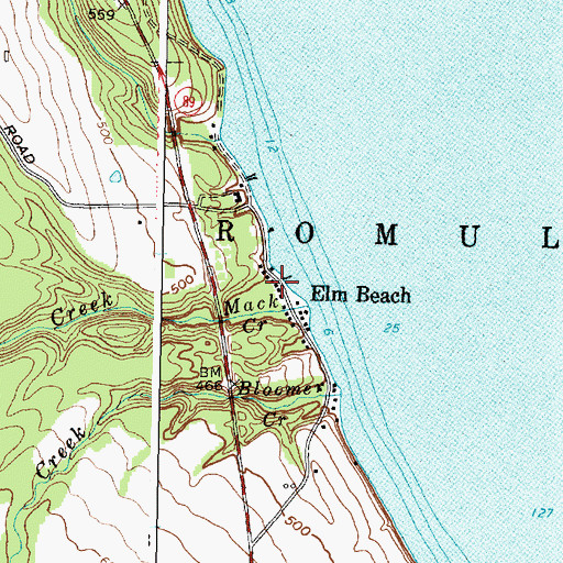Topographic Map of Elm Beach, NY