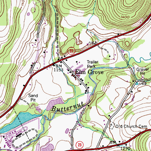 Topographic Map of Elm Grove, NY