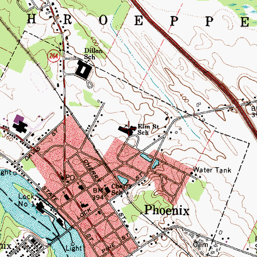 Topographic Map of Elm Street School, NY
