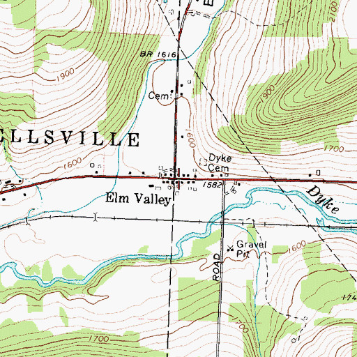 Topographic Map of Elm Valley, NY
