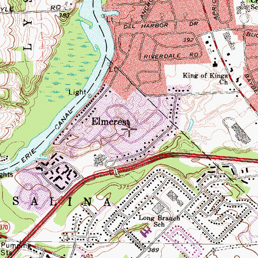 Topographic Map of Elmcrest, NY