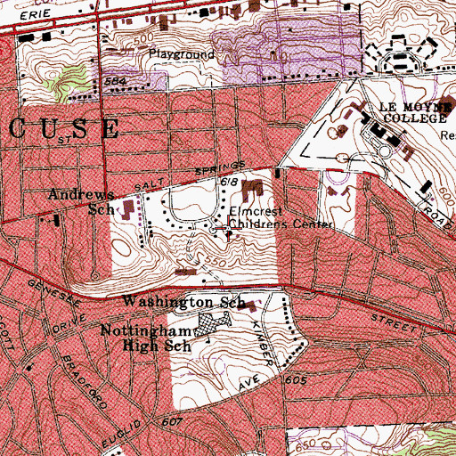 Topographic Map of Elmcrest Childrens Center, NY